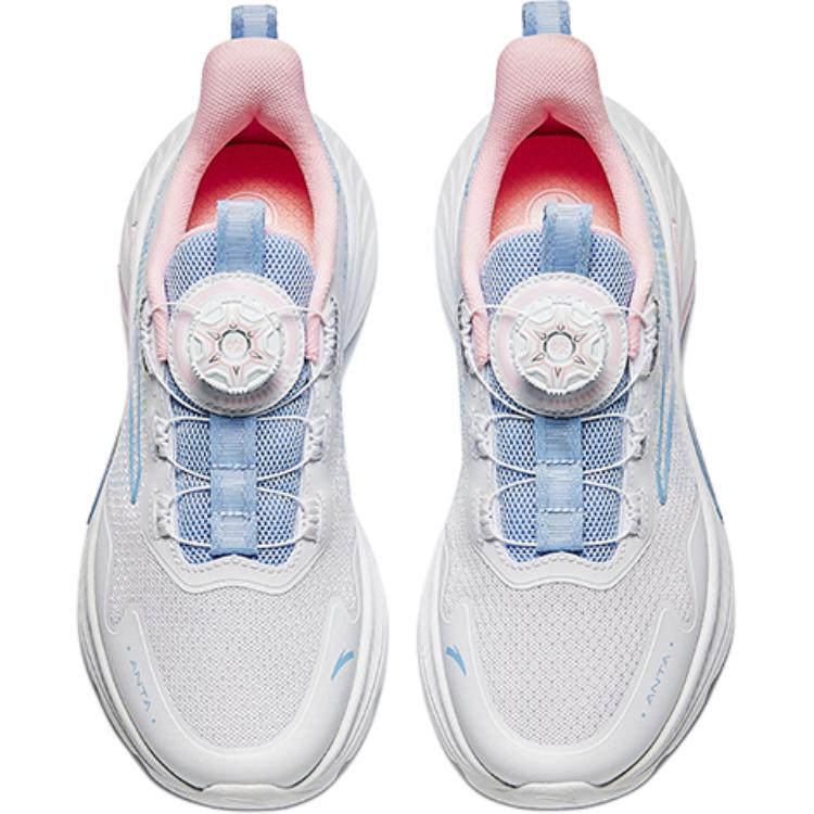 Anta Kids Mesh Comfortable Lightweight Shock Absorbing Low Top Running Shoes Men Running Shoes White Blue A22435531-4