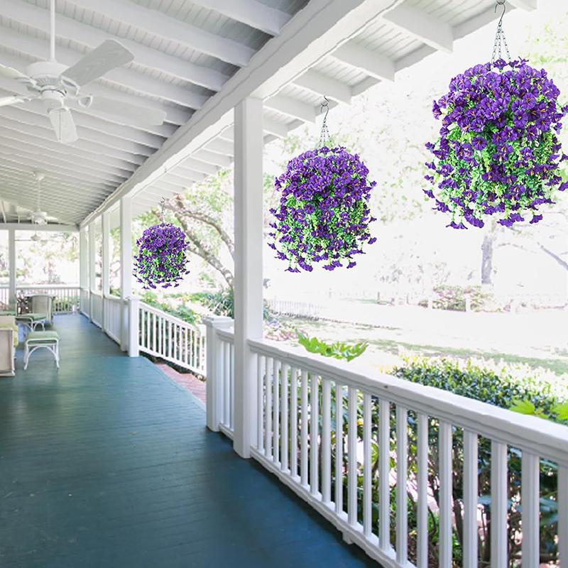 Uv-Resistant Artificial Morning Glory & Eucalyptus Hanging Decor - Perfect For Home, Garden, Weddings | Versatile Outdoor