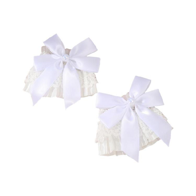 Lace Wrist Cuffs Pair for Historical Costume Parties Decorative Bowknot Lace Wristband for Cosplay and Fashion