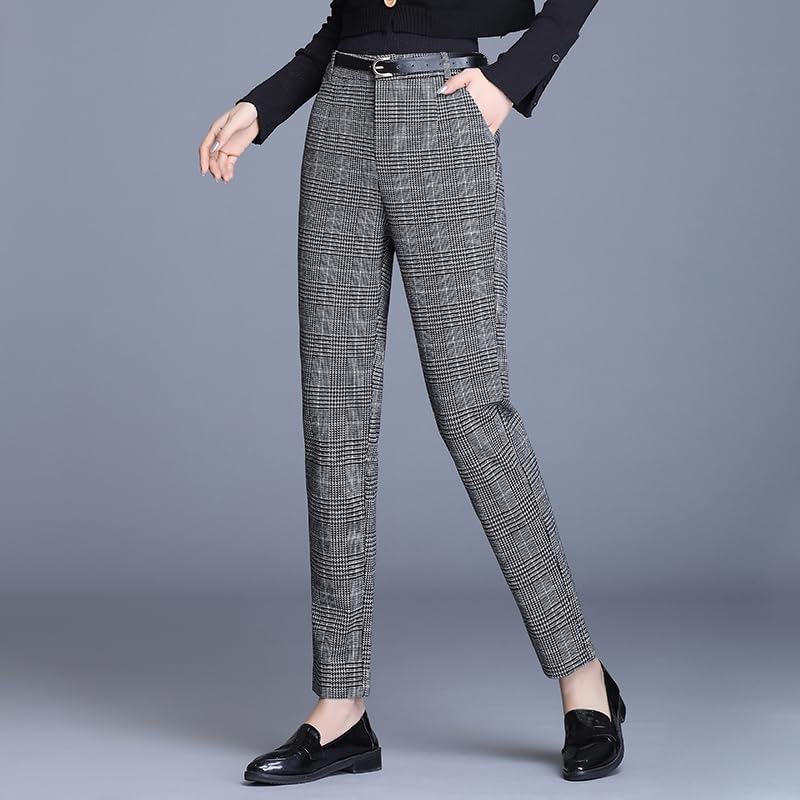 Syvent Tapered Check Tight Perfect for Plus Long 12F643 Women's Pants, Fit, Commuting, Casual, Sizes, Stylish, Figure-Flattering, Pants,