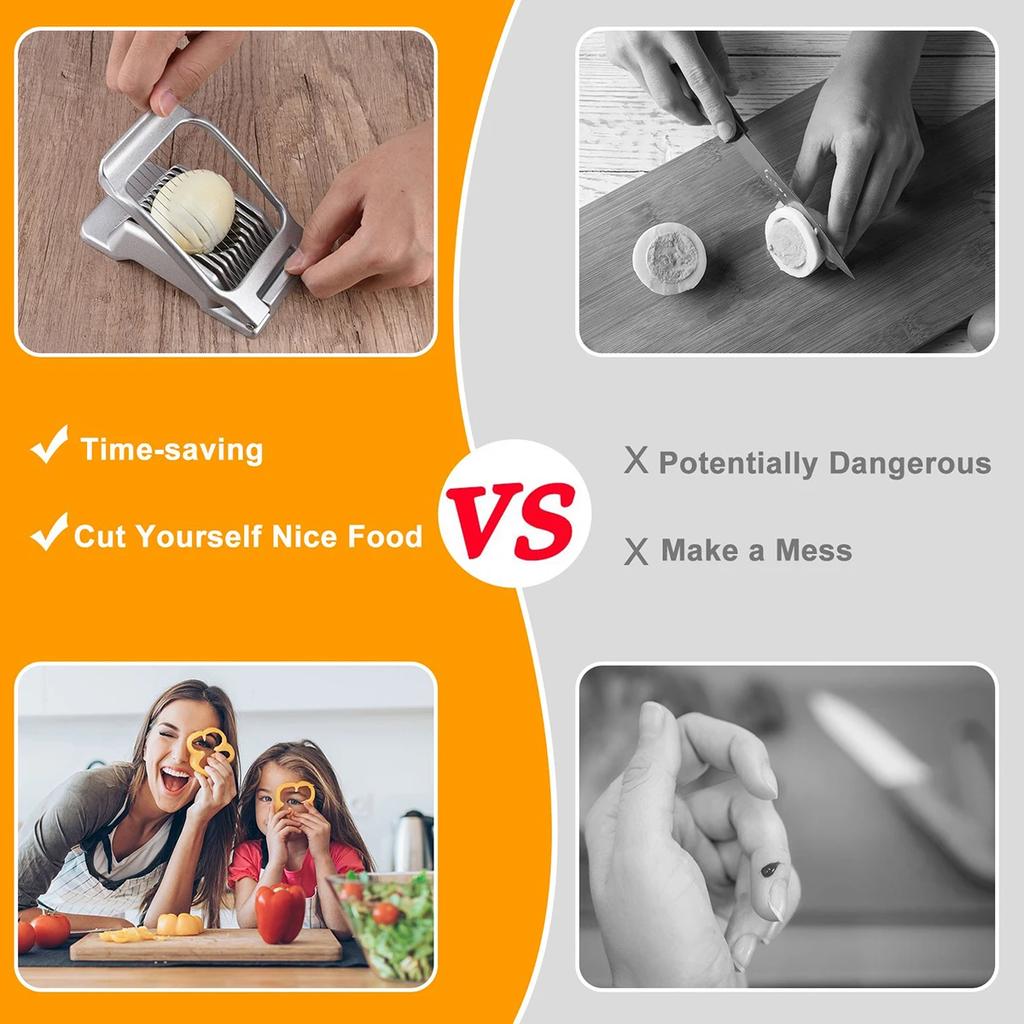 Egg Slicer Heavy Duty Aluminium Alloy Egg Slicer Cutter for Hard Boiled Eggs Multipurpose Egg Cutter Mini Manual Egg Slicer