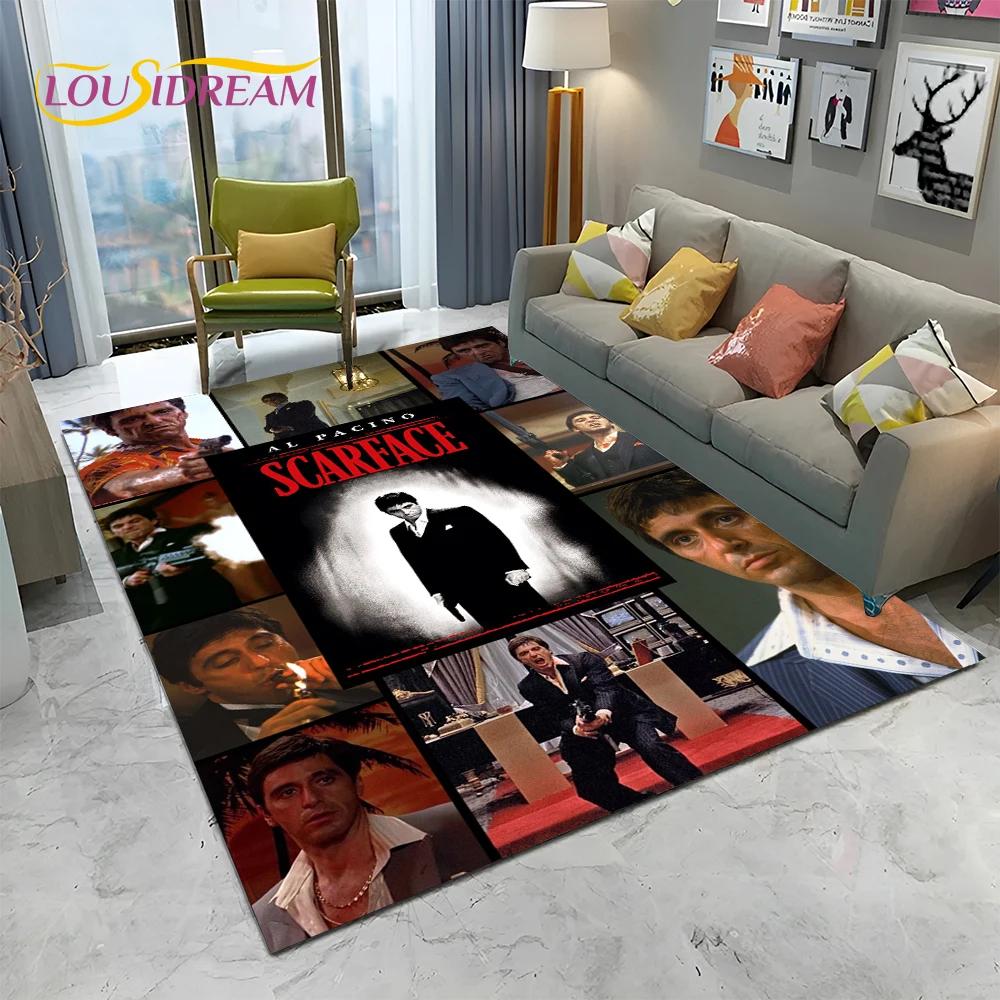Scarface 3D Classic Film Tony Teppich für Zuhause Wohnzimmer Schlafzimmer Sofa Fußmatte Dekor, Kinder Spielbereich Teppich Rutschfeste Bodenmatte