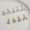 14K Gold-Filled Zircon Seashell Fishtail Heart Crystal Pendant for DIY Jewelry