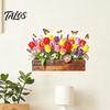 Talos Tulip Flower Wall Stickers, Peel And Stick Decals, Waterproof Vinyl Floral Removable Self-Adhesive Stickers,3D Wooden Box Butterfly Design