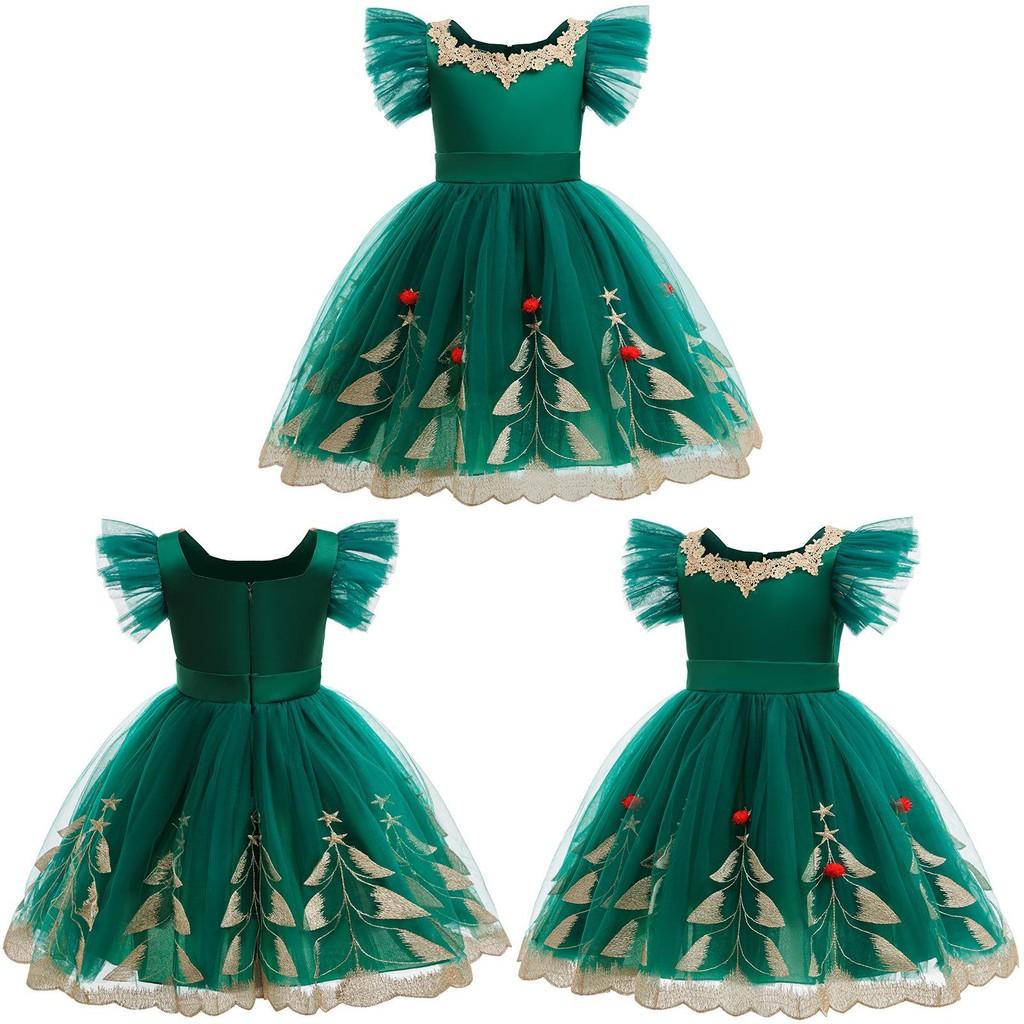 Christmas Princess Dress For Girls With Sleeveless Design For Holiday Party