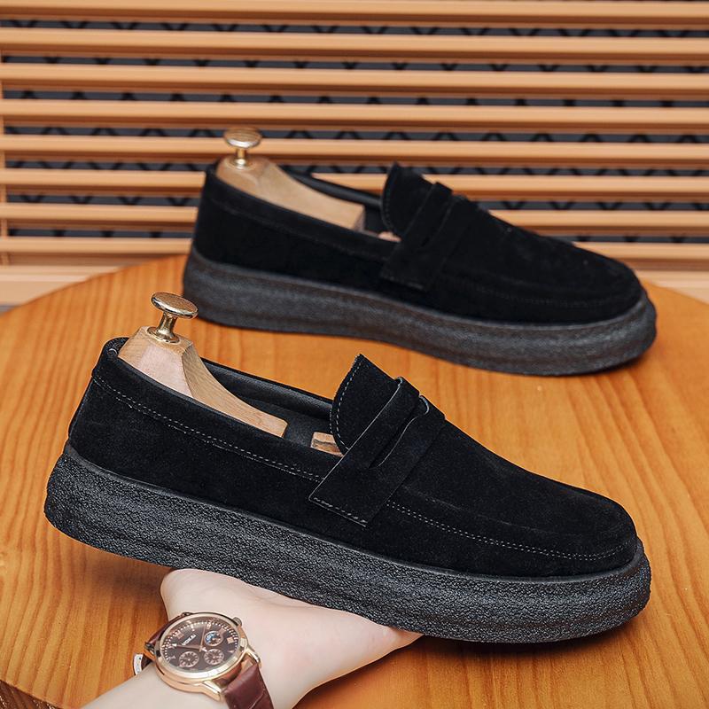 Fashion Men Suede Loafers Comfortable Man Casual Shoes Lightweight Slip on Walking Sneakers Platform Breathable Driving Shoes