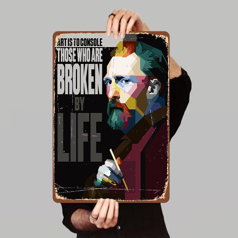 

Van Gogh Quote Inspirational Metal Wall Art Art Therapy Decorative Painting for Living Room Study Creative Home Mural 7.9x11.8In(20x30cm)