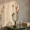 6 Arm Candelabra Worn Finish Tabletop Bronze Toned Iron Candle Stand