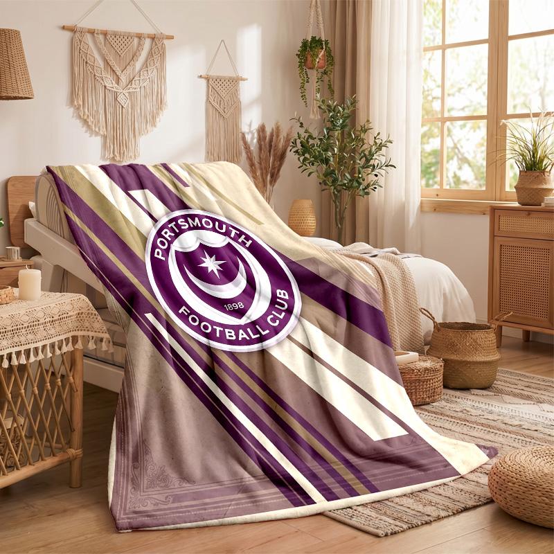 Coperta in Pile a Tema Portsmouth FC Morbida e Accogliente Coperta di Peluche per Camera da Letto Divano Viaggio