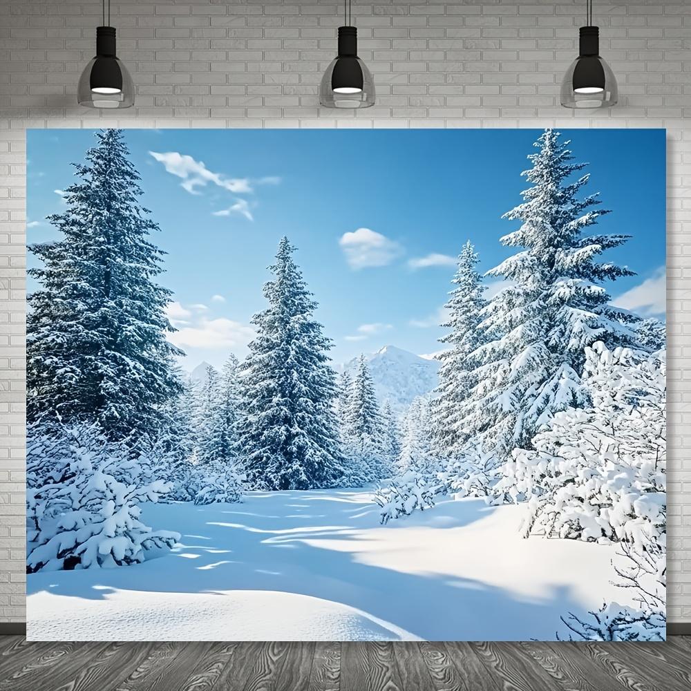 1pc Rustic Polyester Christmas Backdrop, Sparkling Winter Wonderland Scene, Durable Holiday Party Decoration, No Electricity Nee