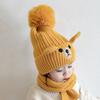Knitting Wool Beanie Plush Warm Knitted Cap Comfortable Bear Children Scarf Hat Set  Baby