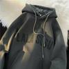 Tide Brand Casual Hooded Plus Velvet Sweater Loose American Wild Retro Youth Fashion Fashion Boys Sweater Jacket