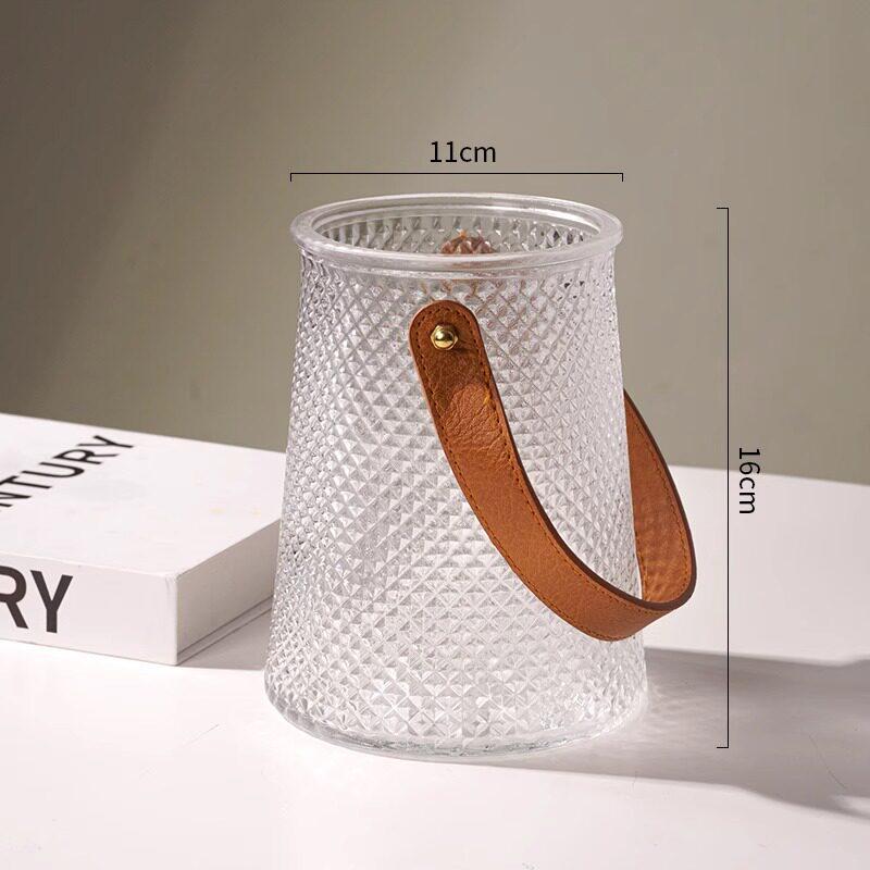 Nordic Glacier Glass Vase for Fresh Flowers, Large Transparent Hydroponic Flower Arrangement Decor for Living Room.