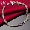925 Sterling Silver Five Solid Starfish Chain Bracelet Fashionable Wedding Jewelry