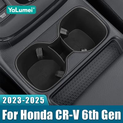 For Honda CR-V  2024 2025 CRV 6th Gen Hybrid TPE Car Center Console Storage Box Water Cup Holder Container Organizer Tray