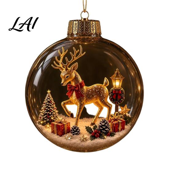 Charming Christmas Gift for Friends Glowing Decorative Ball Lighted Ornament with Festive Scene LED Illuminated Holiday Mantel Accents Tree Hanging