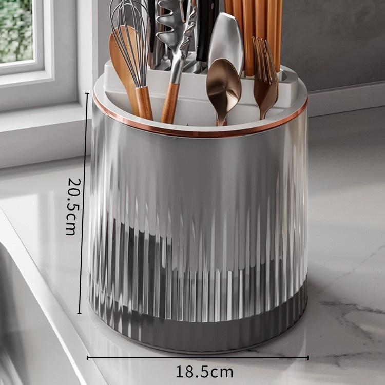 360 Degree Rotating Knife Holder Multifunctional Kitchen Storage Rack Removable for Knives Chopsticks Cutlery Utensil Tank
