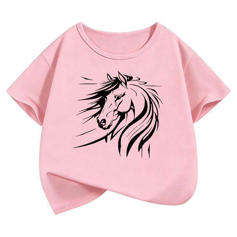 Tricouri Artistice cu Grafică de Cal pentru Copii Mânecă Scurtă de Var Desene Animate cu Animale Haine Băieți Fete Topuri Kawaii Tricou Copii Y2K