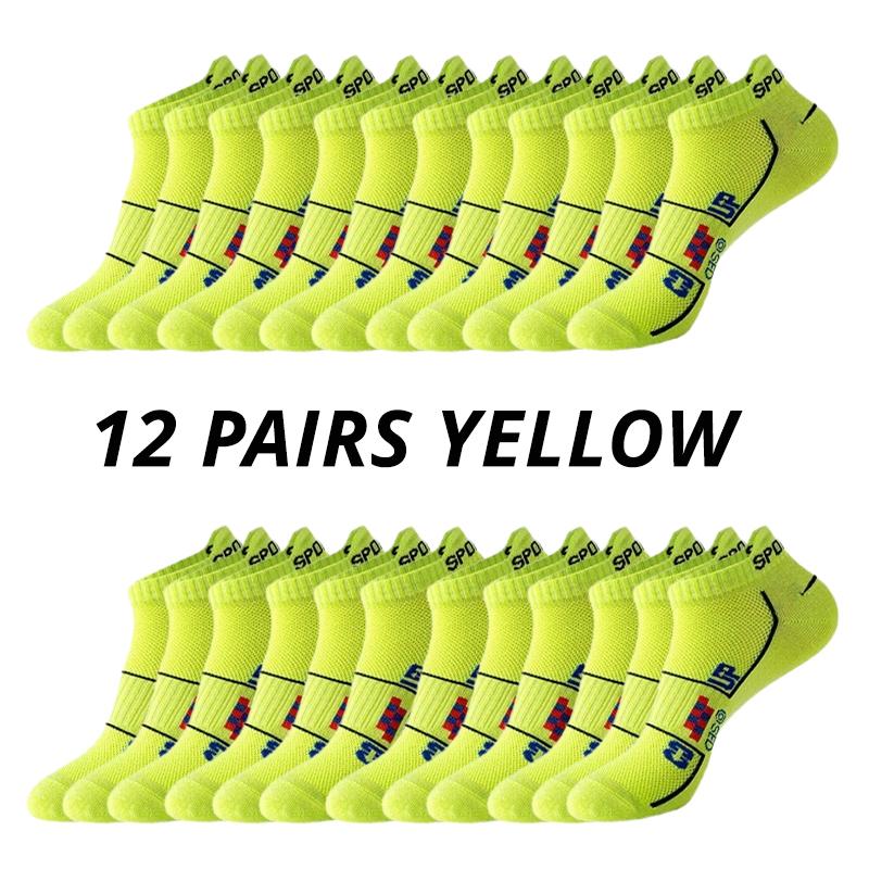 6/12Pairs Men Sports Mesh Running Socks Breathable MoistureWicking Low-Cut with Ear Loops All-Season Couple Socks for Men Women