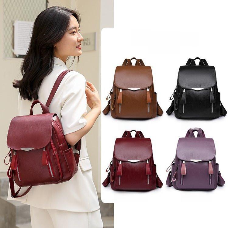 Fashionable Pu Leather Women's Backpack Large Capacity For Casual Travel