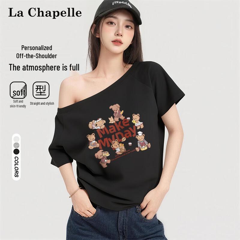La Chapelle Women s Dessert Party Print Off-Shoulder T-Shirt L