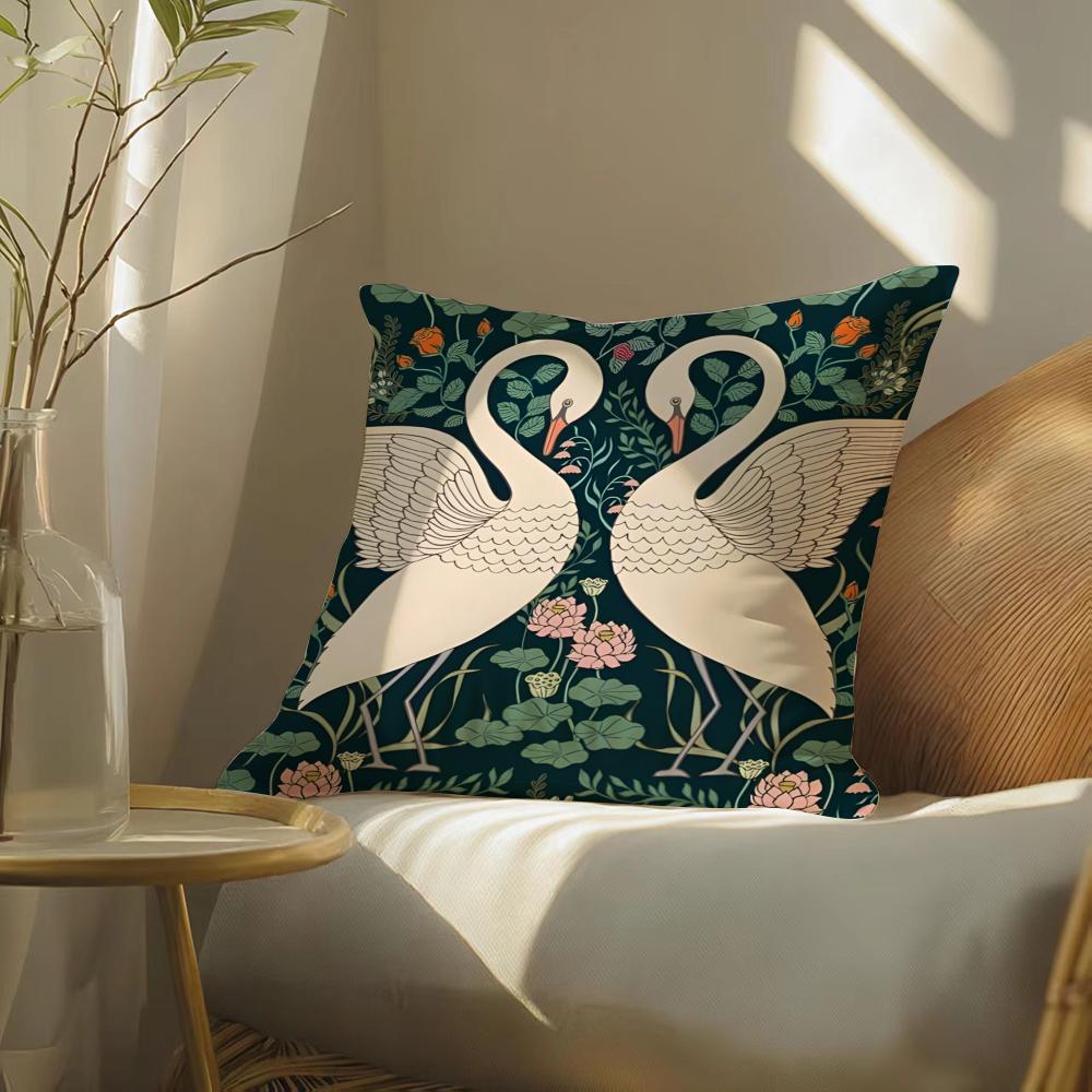 Blue Bird Home Decor Print Cushion Cover Silky Elegant Comfort Sofa Bed Invisible Zipper Beach Pillowcase
