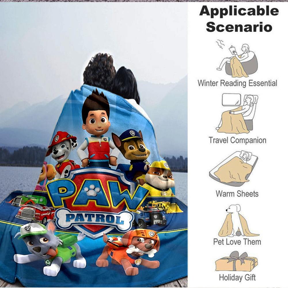 1pc Paw Patrol Soft & Warm Flannel Blanket, Multi-Purpose Throw Blanket for Couch, Sofa, Office, Bed, Camping, Travel 128
