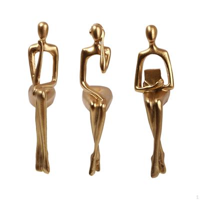 Sculpture de penseur assis moderne, 3 pièces, Art abstrait, figurines de collection en résine pour la maison
