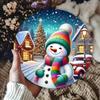 Vintage Santa Snowman Metal Sign Round Wall Art Holiday Home Decor Farmhouse Bar Aluminum