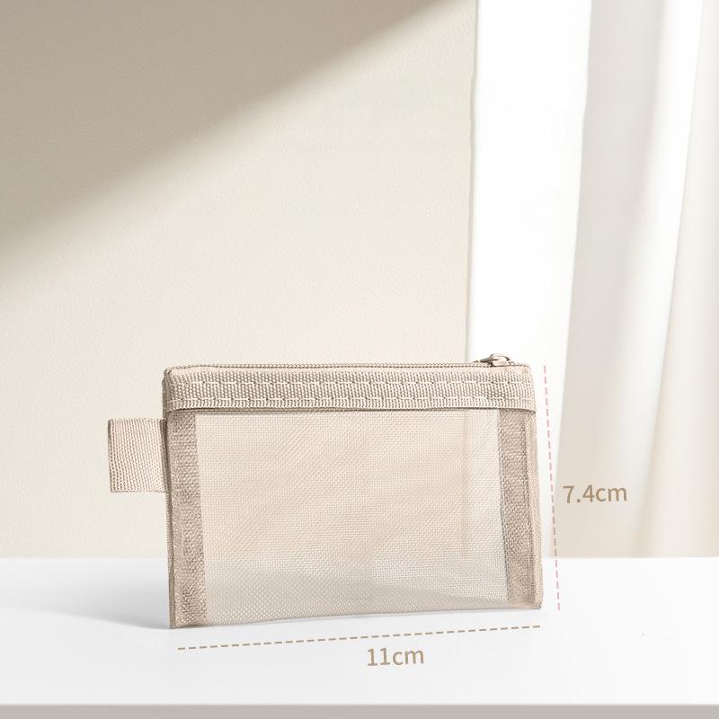 1Pc Portable Mini Zipper Mesh Storage Bag New Coin Purse Small Square Mesh Coin Purse Travel Storage Carry Pouch With Zippered