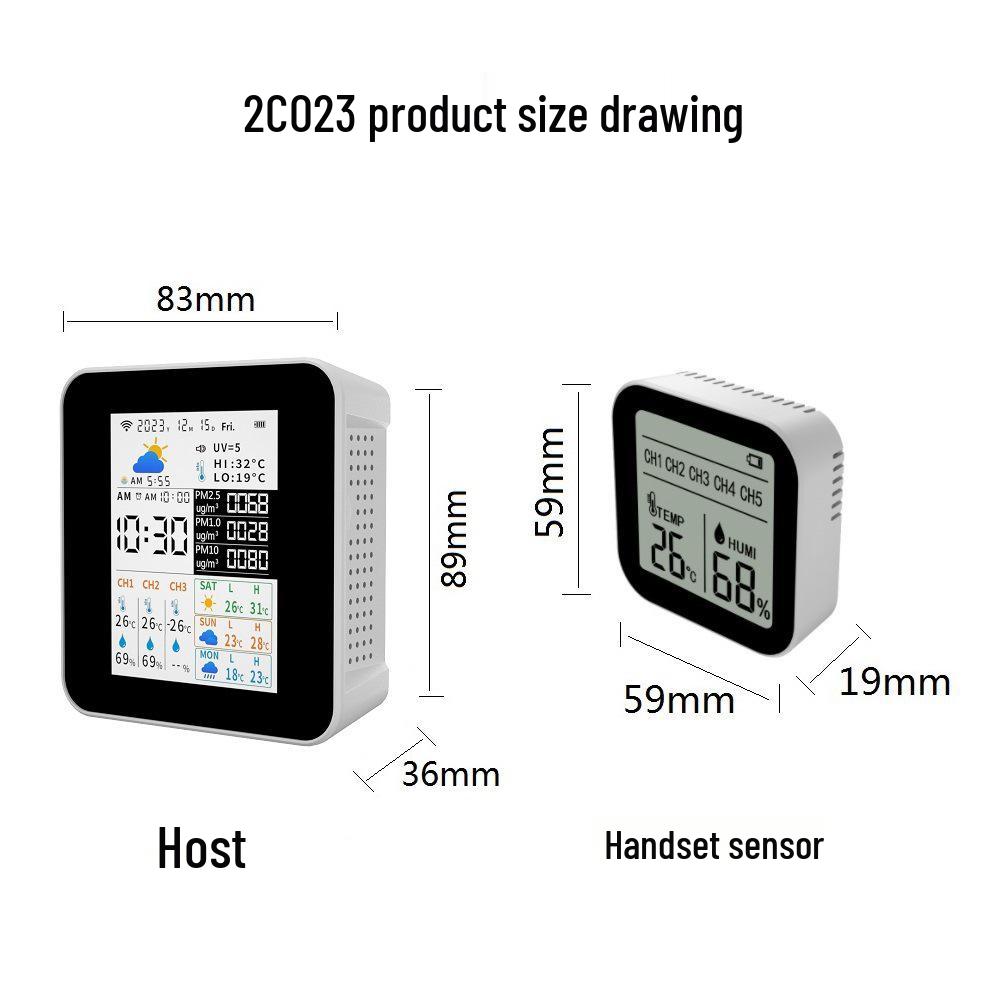 Monitor de Calitate a Aerului WiFi Tuya & Stație Meteo Inteligentă, Termometru și Higrometru Wireless de Interior/Exterior