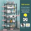 Xuanyong Black Stainless Steel 6-Tier Storage Rack with Wheels