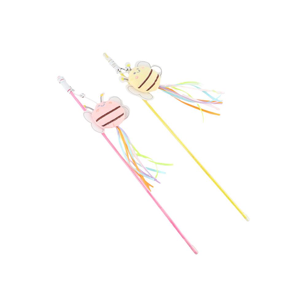 

Colorful Cat Teaser Wand Plush Bee Cat Wand Interactive Toy Little Bee Fishing Rod For Cats Kitten розовый