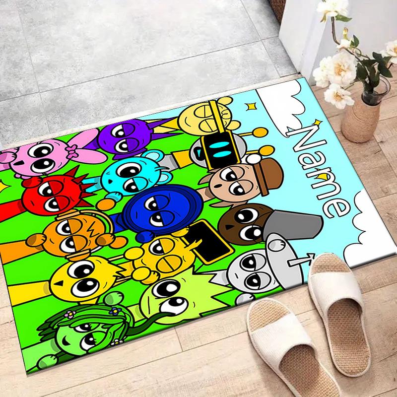 Custom SPRUNKI Mat Personalized Name, Polyester Washable Indoor Entryway Rug, Gift for Christmas, Easter, Thanksgiving Day