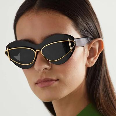 Sexy Cat Eye Sunglasses Women Luxury Vintage Y2k Punk Sun Glasses Retro Eyewear Shades UV400 Double Frame