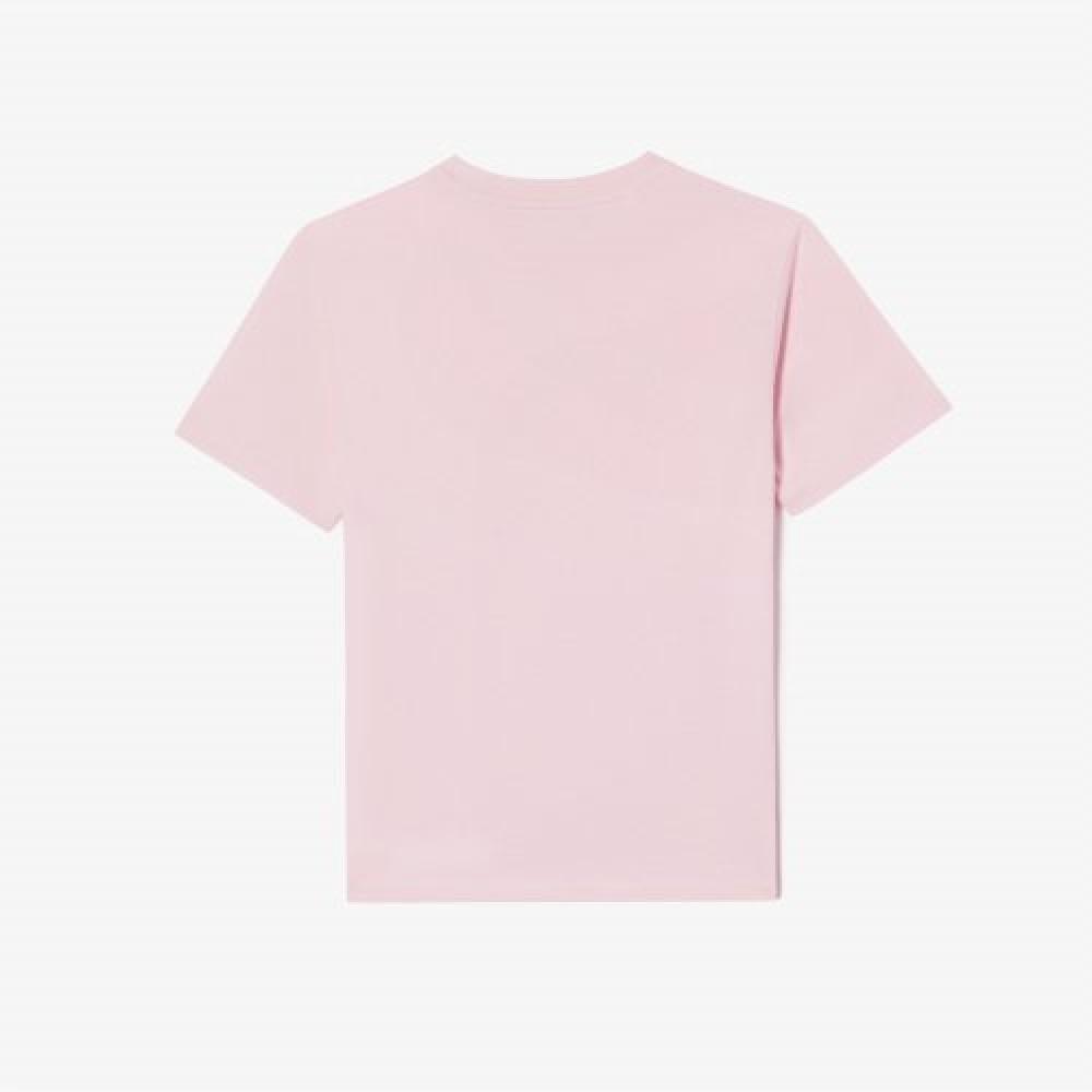 LacoSTe Women S baSic Crewneck ShorT Sleeve T ShirT [lighT Pink]