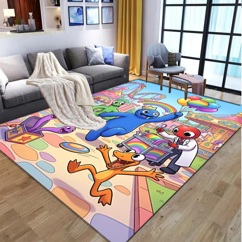 Game Rainbow Friends Pattern Rug, Indoor/Outdoor Mat, for Picnic, Gameroom, Bedroom, Office, Living Room, Home Decor Carpet, Birthday Gift