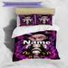 Set cuvertură de pilota 3 buc (1 * Husă de pilota + 2 * Față de pernă, Fără Miez), Set de așternut personalizat cu nume și model Demon Slayer, Cadou pentru Decorarea Dormitorului de Acasă