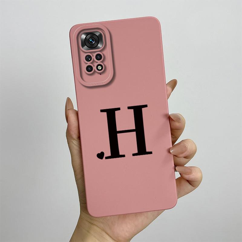 For Xiaomi Redmi Note 11 11S 4G 5G Case Cute Initial Letters Soft Liquid Silicone Shell For Redmi Note11 11 S 11 Pro Funda Capa
