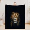 Wolf Lion Animal Print Flannel Blanket Comfortable Soft for Home Decoration Customizable Size Family Living Room Decor