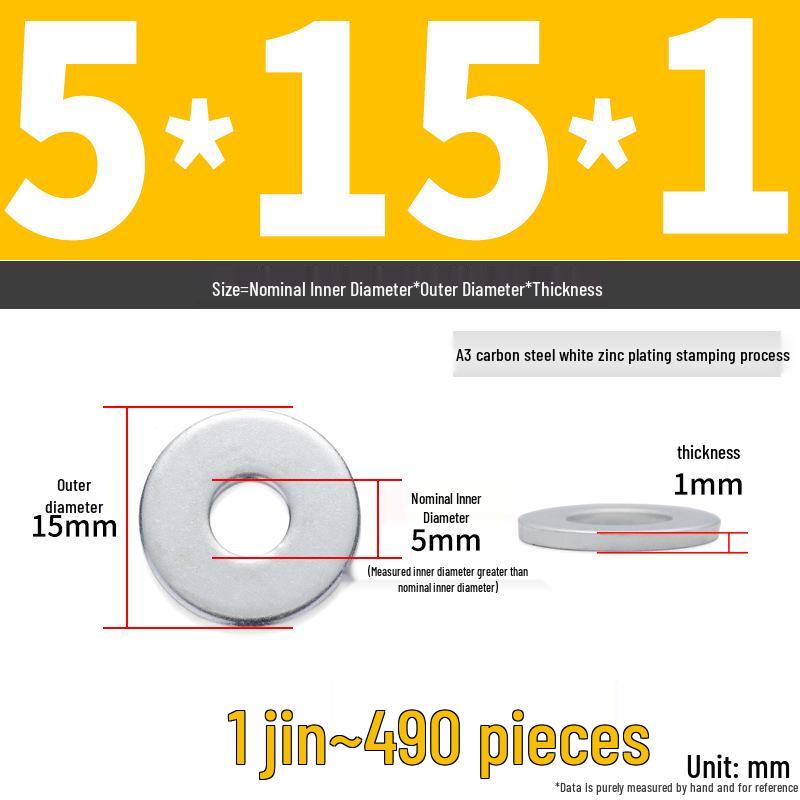 Extra Large Galvanized Metal Flat Washer - Thickened Round Screw Washer M6-M16