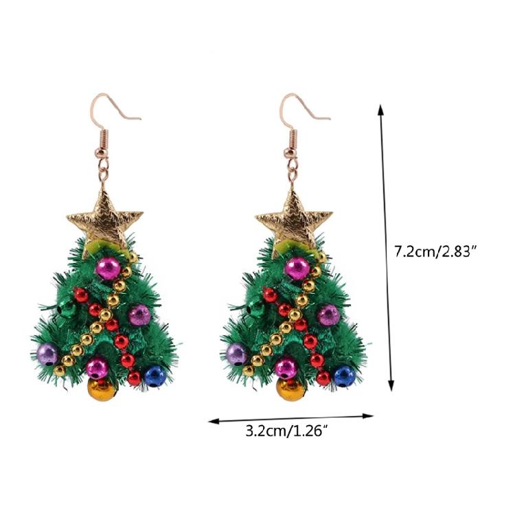 Felt Christmas Tree Pendant Earrings New Year Jewelry Handmade Dangle Earring