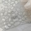 1pcs 5D Diamond White Lace Bow Nail Art Stickers Pearl Rhinestones Nail Decoration Adhesive Decals Slider DIY Accessory