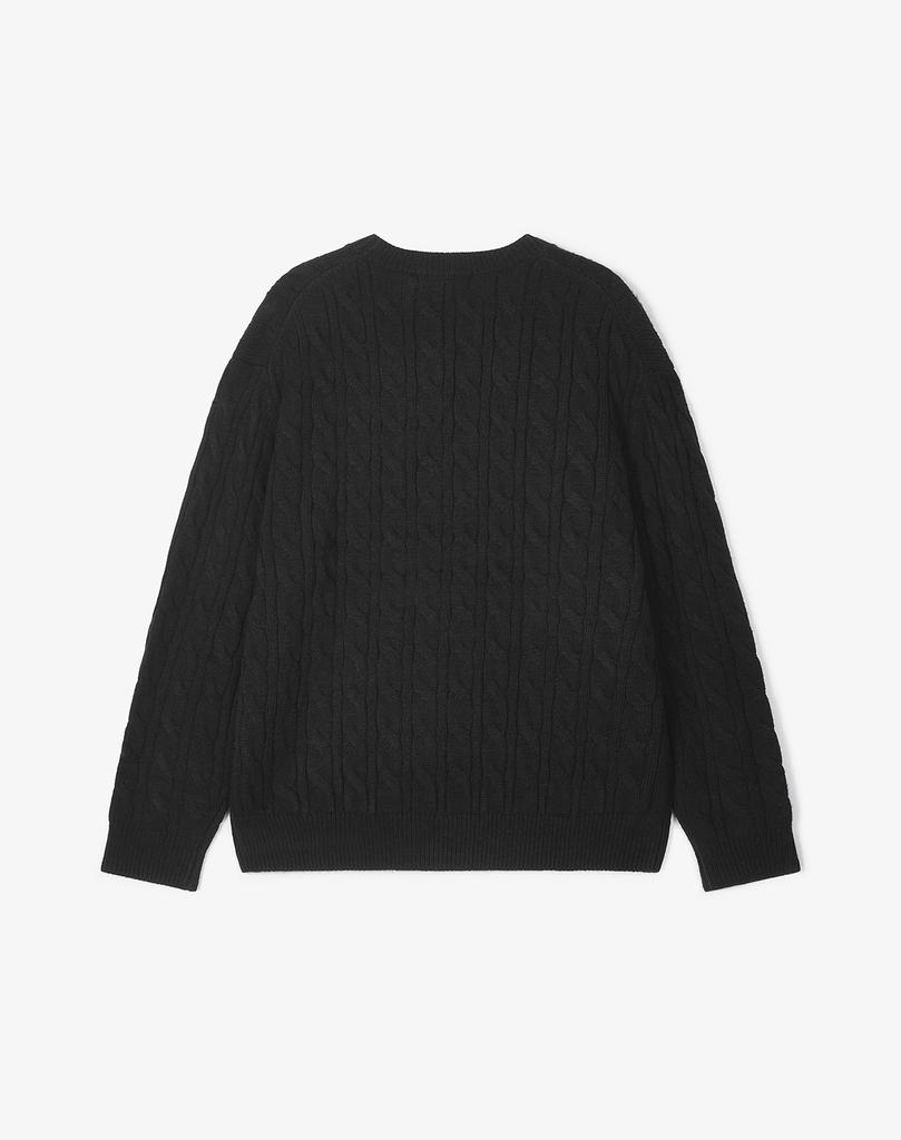 WORK ON BODY OFF Tresso Semi-Overfit Cable Long Sleeve Knit [Black]