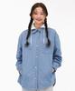 CHASECULT Women'S Hooded Long Denim Shirt - Sky Blue