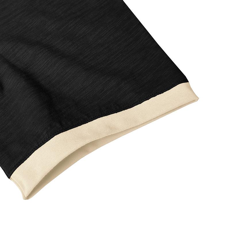 Men's Contrast Piping Raglan Henley T Shirt Placket Slub Cotton Short Sleeve Casual Summer Tee