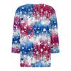 Women's T Shirt Independence Day Print Button 3/4 Sleeve Daily Weekend Fashion Basic V- Neck Regular Top