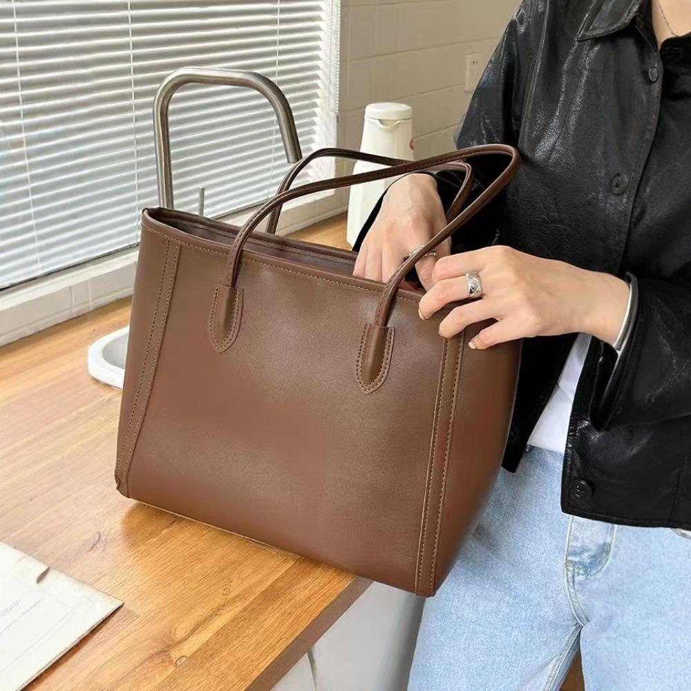 Retro large-capacity bag women's 2024 new trendy Korean versatile tote bag large-capacity shoulder commuter bag