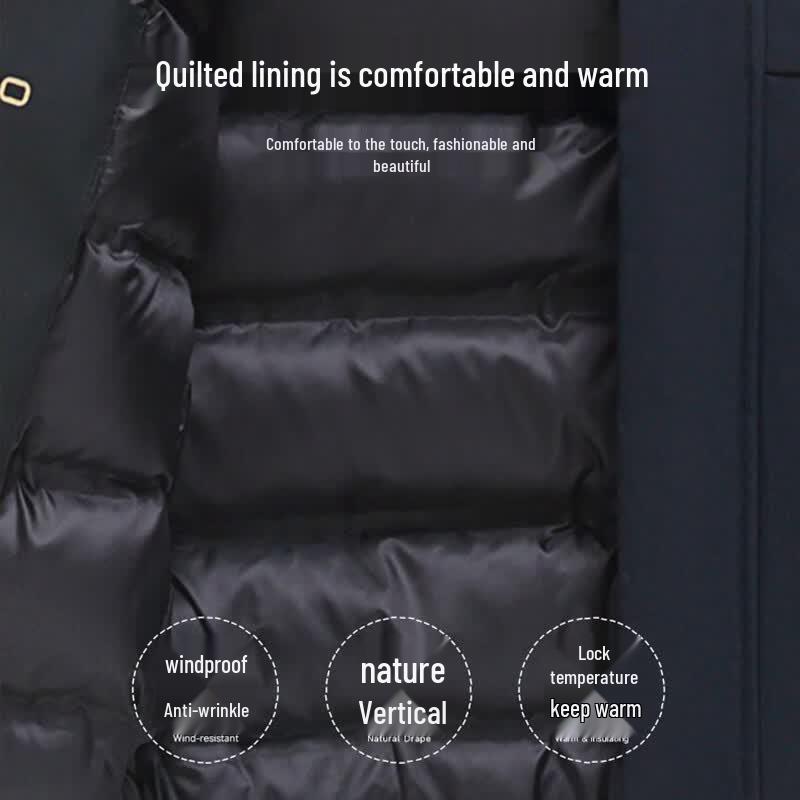 Tucano Men's Winter Thickened Padded Jacket with Detachable Hood