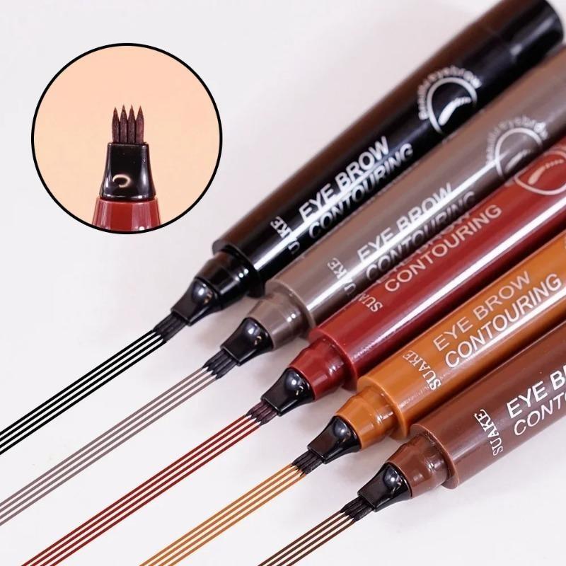 4 Forks 3D Liquid Eyebrow Pencil Lasting Waterproof Anti-Sweat Non-Fading Color Eyebrow Hair Makeup Women Beauty Makeup 5 Colors